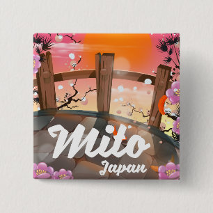 Bóton Quadrado 5.08cm Cartaz da flor de Mito Japão