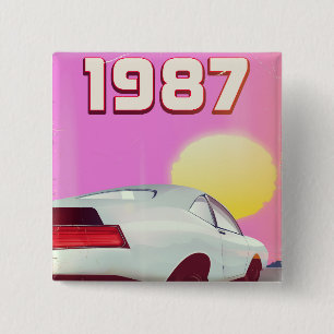 Bóton Quadrado 5.08cm cartaz de carro esportivo de 1987