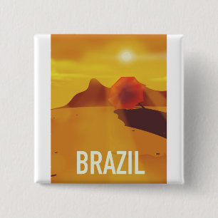 Bóton Quadrado 5.08cm Cartaz de viagem Brasil
