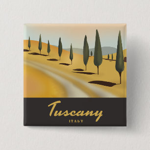 Bóton Quadrado 5.08cm cartaz de viagem estilo vintage da Toscana Itália
