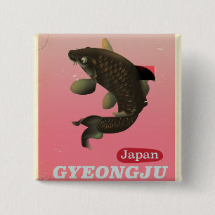 Bóton Quadrado 5.08cm cartaz de viagem estilo vintage Gyeongju Coreia