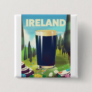 Bóton Quadrado 5.08cm Cartaz de viagem Irlanda Pint
