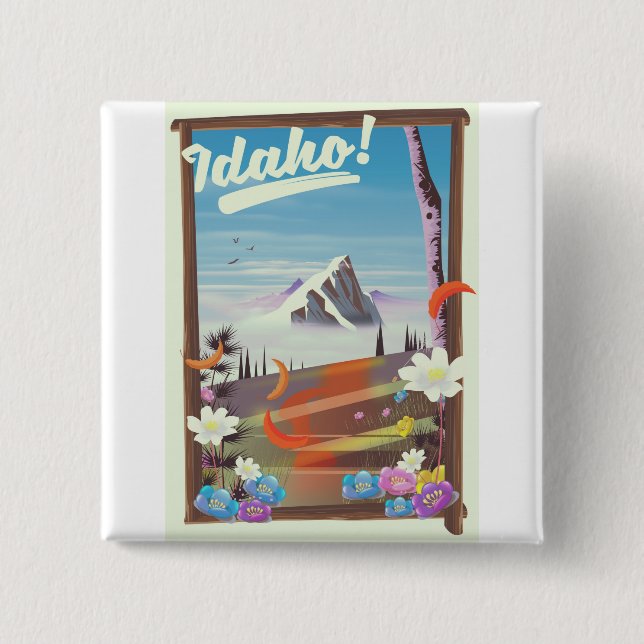 Bóton Quadrado 5.08cm cartaz de viagem paisagem Idaho! (Frente)