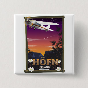 Bóton Quadrado 5.08cm Cartaz de voo Höfn Islândia