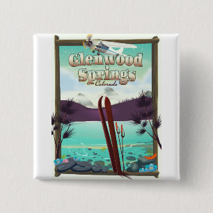 Bóton Quadrado 5.08cm Cartaz do esqui de Glenwood Springs Colorado