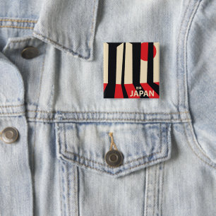 Bóton Quadrado 5.08cm Cartaz do viagem da floresta do vintage de Japão