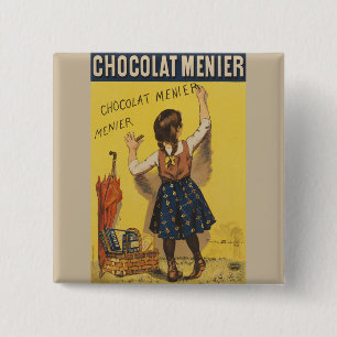 Bóton Quadrado 5.08cm Cartaz Francês Vintage Chocolat Menier Arte Bouiss