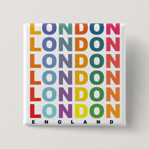 Bóton Quadrado 5.08cm Cartaz retro Londres Inglaterra