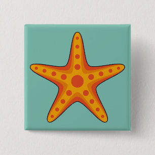 Bóton Quadrado 5.08cm Cartografia de Starfish Laranja-Corte