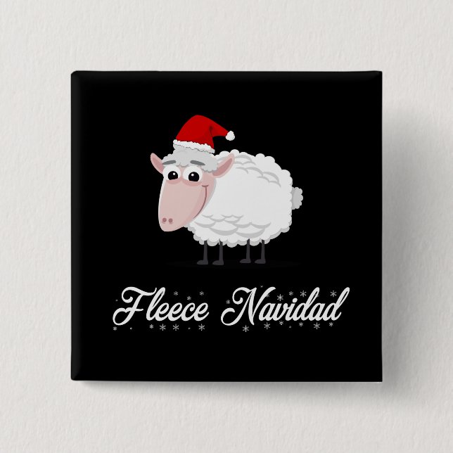 Bóton Quadrado 5.08cm Cartoon Sheep Fleece Navidad (Frente)