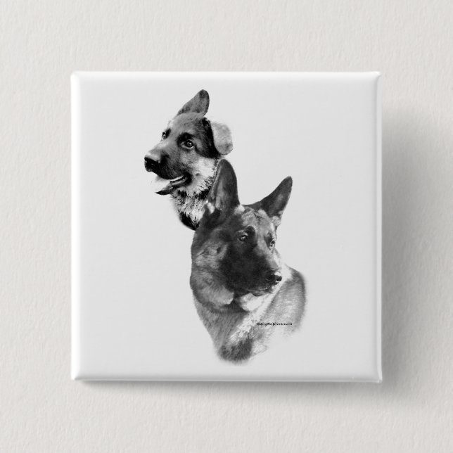 Bóton Quadrado 5.08cm Carvão german shepherd 2 (Frente)