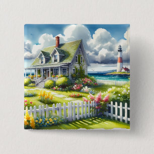 Bóton Quadrado 5.08cm Casa com vista para o farol