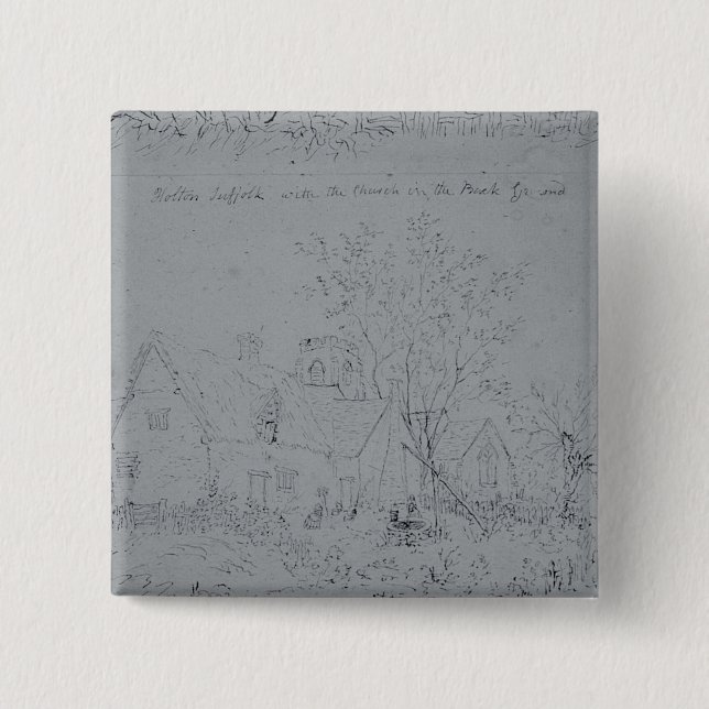 Bóton Quadrado 5.08cm Casa de campo de John Constable | em Holton (Frente)