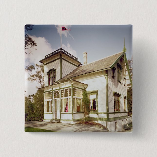 Bóton Quadrado 5.08cm Casa de Edvard Grieg (Frente)
