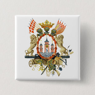 Bóton Quadrado 5.08cm Casaco de Armas de Copenhaga