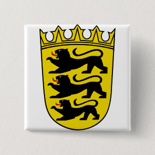 Bóton Quadrado 5.08cm Casaco de armas do Estado alemão Baden-Wuremberg