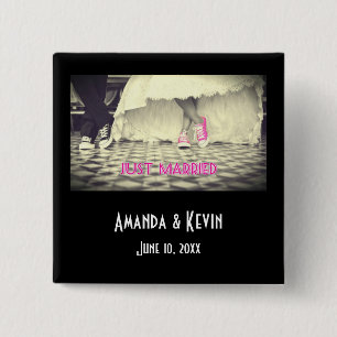 Bóton Quadrado 5.08cm Casal de Casamento em um Jantar de Anos 50 de Esti