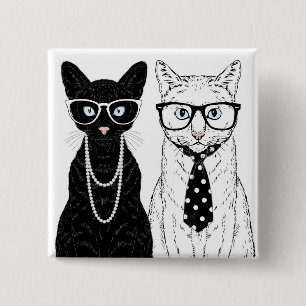Bóton Quadrado 5.08cm Casal do gato