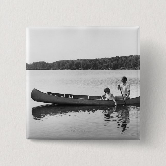 Bóton Quadrado 5.08cm Casal em uma canoa (Frente)