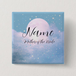 Bóton Quadrado 5.08cm Casamento celestial sonhador banhado pelo luar