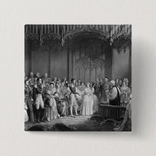 Bóton Quadrado 5.08cm Casamento da rainha Victoria e príncipe Albert
