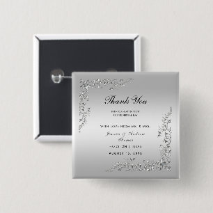 Bóton Quadrado 5.08cm Casamento de decoração de prata