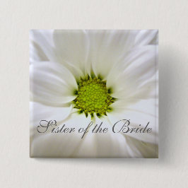 Bóton Quadrado 5.08cm casamento de flores brancas puras