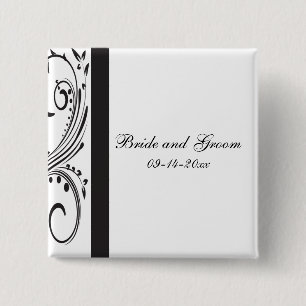 Bóton Quadrado 5.08cm Casamento de Nadinhos Brancos e Negros