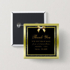 Bóton Quadrado 5.08cm Casamento Glamouroso Arco Dourado e Lantejoulas Pr