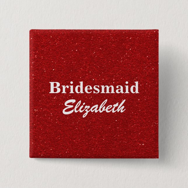 Bóton Quadrado 5.08cm Casamento Personalizado de Bridesmaids Com Largura (Frente)