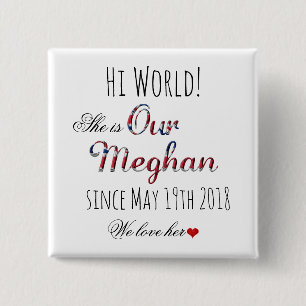 Bóton Quadrado 5.08cm Casamento Real Meghan Markle Príncipe Harry 19 de