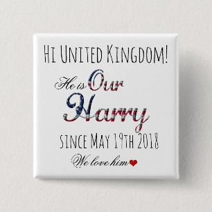 Bóton Quadrado 5.08cm Casamento Real Meghan Markle Príncipe Harry 19 de