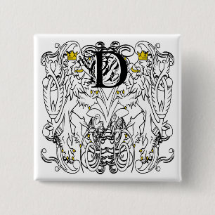 Bóton Quadrado 5.08cm Casamento Renascença Leão Rampante