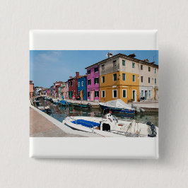 Bóton Quadrado 5.08cm Casas coloridas de Burano