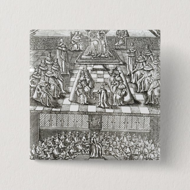 Bóton Quadrado 5.08cm Casas do parlamento em 1640 (Frente)