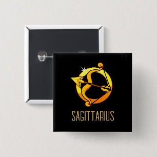 Bóton Quadrado 5.08cm Castanho e ouro Sagittarius, sinal de zodíaco pret