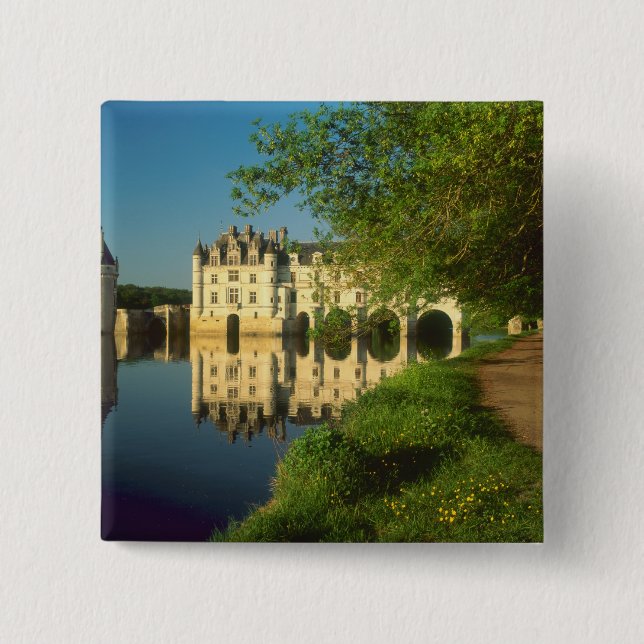 Bóton Quadrado 5.08cm Castelo Chenonceau, Vale do Loire, (Frente)