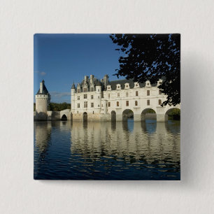 Bóton Quadrado 5.08cm Castelo de Chenonceau, Rio Cher, Loir-et-Cher, 2