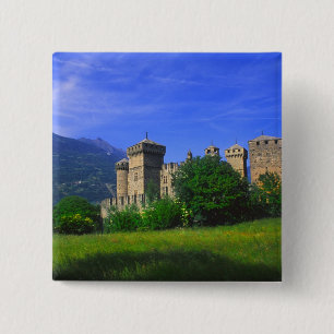 Bóton Quadrado 5.08cm Castelo de Fenis perto dos Alpes italianos em Feni