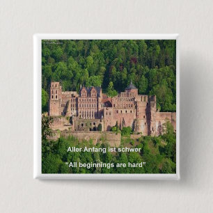Bóton Quadrado 5.08cm Castelo de Neuschwanstein Frankfurt & Citação Alem