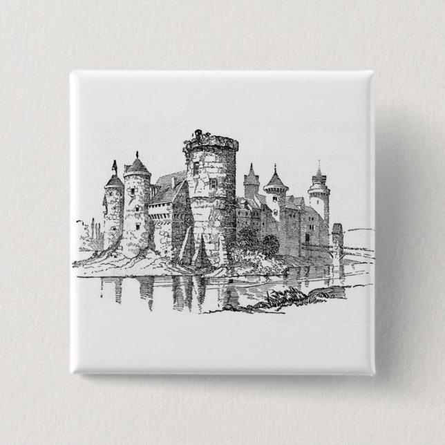 Bóton Quadrado 5.08cm Castelo Medieval (Frente)