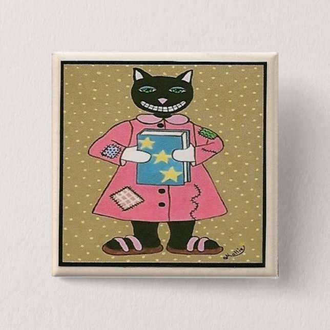 Bóton Quadrado 5.08cm CAT de arte popular (Frente)