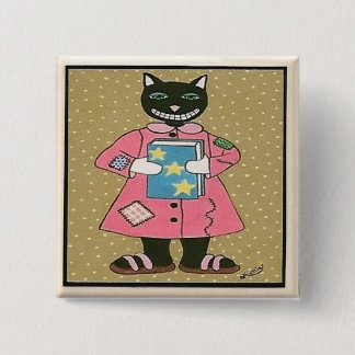 Bóton Quadrado 5.08cm CAT de arte popular