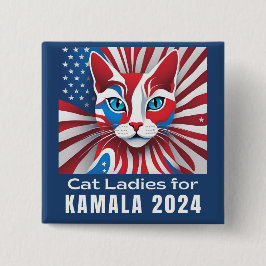 Bóton Quadrado 5.08cm Cat Ladies para Kamala 2024 Democrata