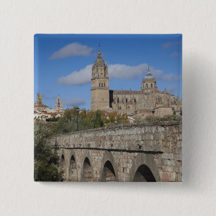 Bóton Quadrado 5.08cm Catedrais de Salamanca, vistas da Puente Romano