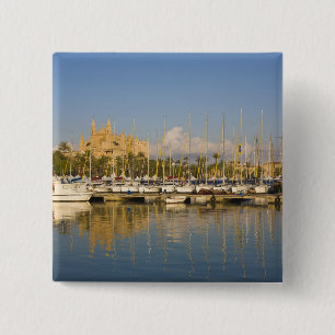 Bóton Quadrado 5.08cm Catedral e marina, Palma, Mallorca, Espanha