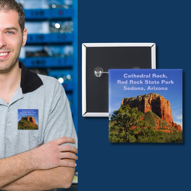 Bóton Quadrado 5.08cm Cathedral Rock, Arizona (Cathedral Rock, Arizona Pinback Button)