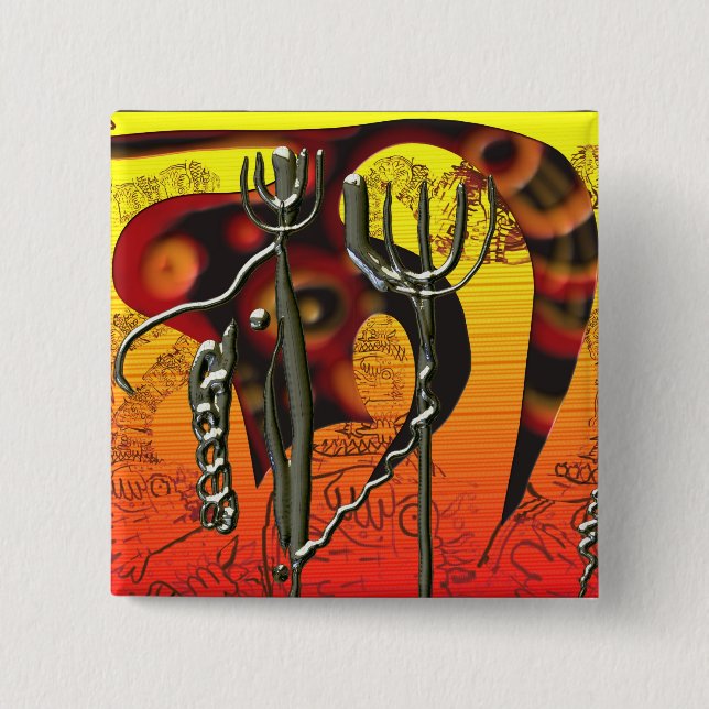 Bóton Quadrado 5.08cm Cauda e tridentes (Frente)