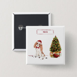 Bóton Quadrado 5.08cm Cavalier King Charles Spaniel Cachorro Natal Diver