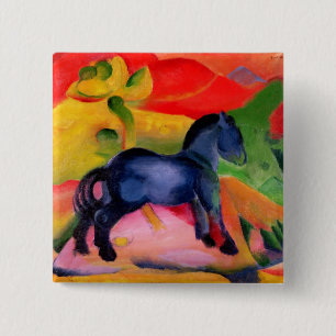 Bóton Quadrado 5.08cm Cavalo azul pequeno, 1912